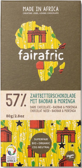 Bild von fairafric Bio-Zartbitterschokolade 57% Baobab & Moringa